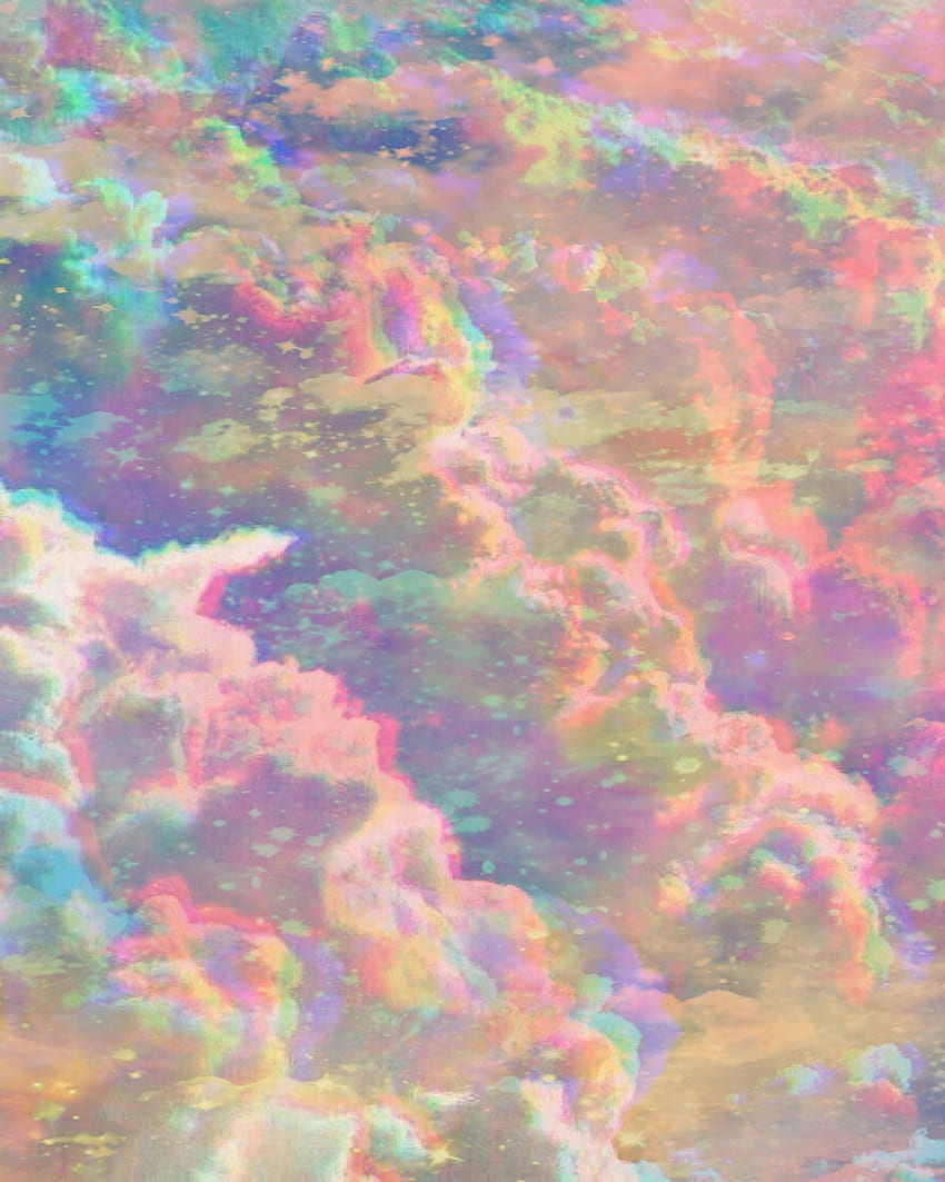 Unicorn Clouds, estético, magenta, arco iris, rosa, falla, iridiscente, holográfico fondo de pantalla del teléfono