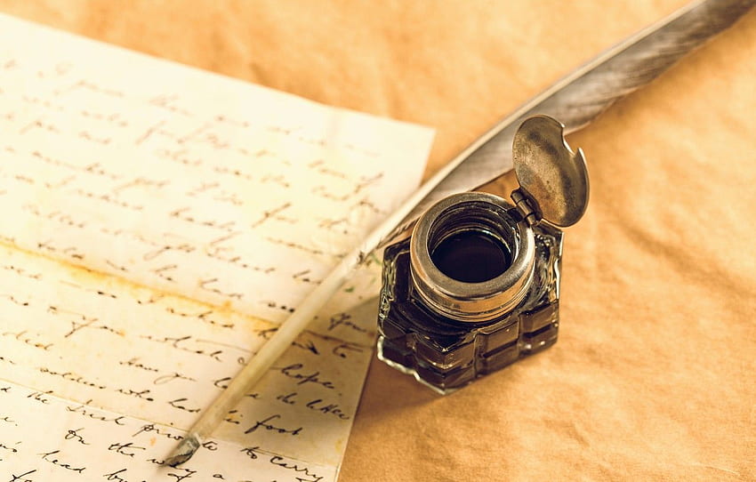 Писмо, хартия, писалка, мастило, мастилница - Писане на писмо в миналото HD тапет