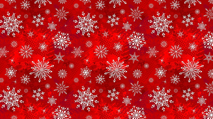 Snowflakes, winter, white, red, texture, paper, pattern HD wallpaper