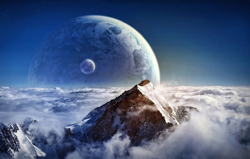 ruang, awan, planet, tinggi, gunung, satelit, puncak untuk , bagian космос Wallpaper HD