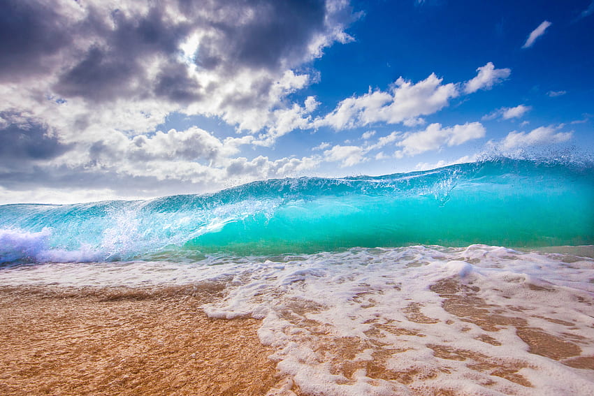 Природа, плаж, океан, пяна, сърф, Хавай HD тапет