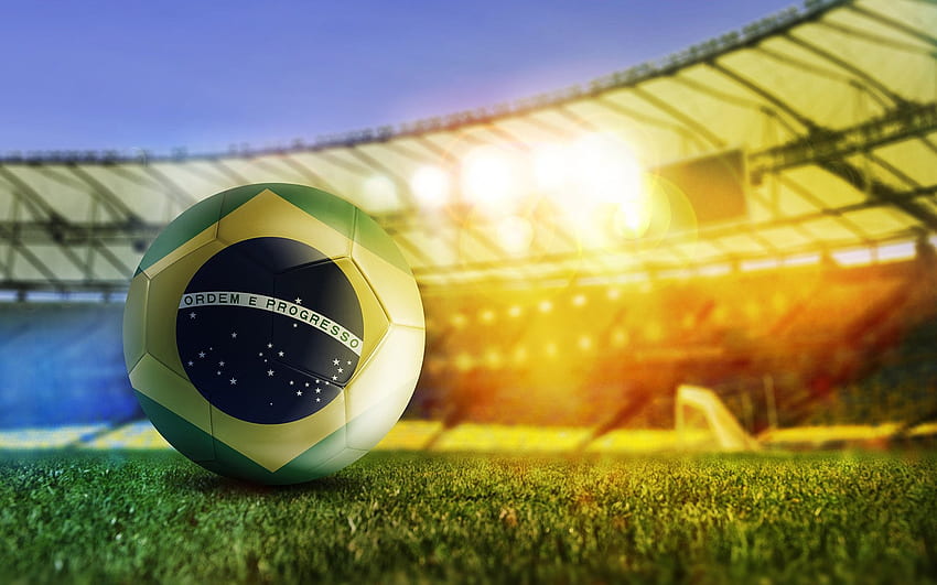 Бразилски национален отбор по футбол, футболна топка, бразилско знаме, стадион Маракана, футболен стадион за с резолюция . Високо качество HD тапет