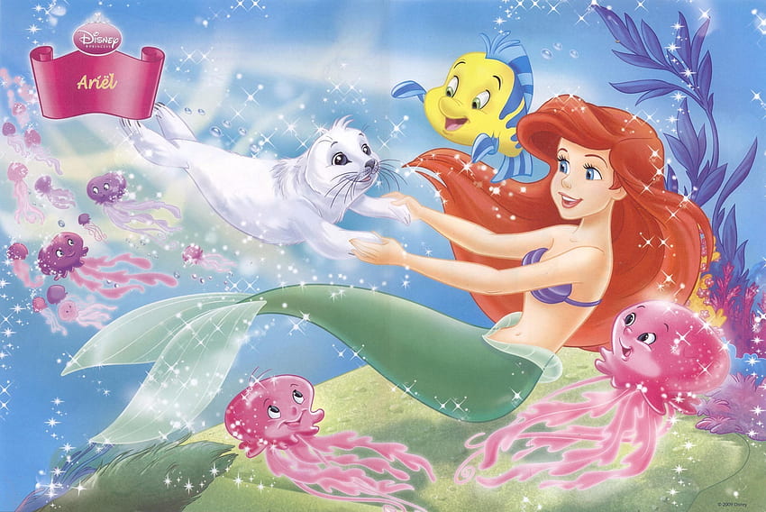 KLEINE MEERJUNGFRAU Disney-Fantasy-Animationszeichentrickfilm-Abenteuerfamilie, kleine Prinzessin HD-Hintergrundbild
