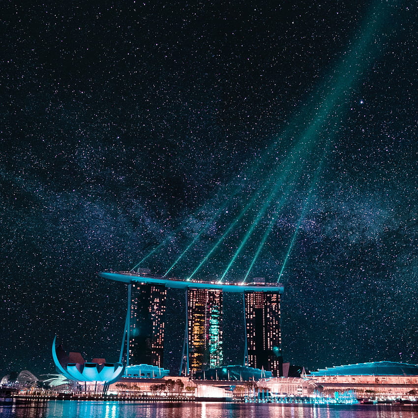 Marina Bay Sands , Hotel, Singapore, Stars, Night life, City lights, World HD phone wallpaper