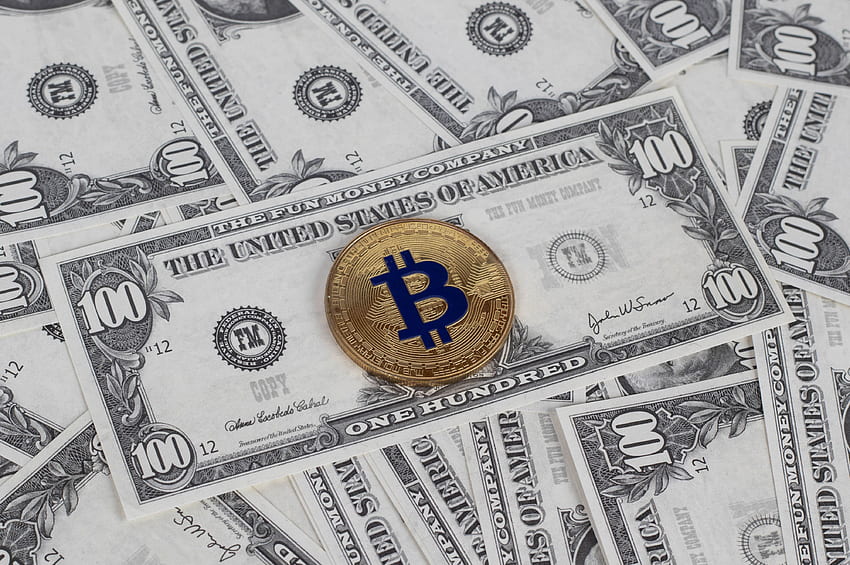 เหรียญ ดอลลาร์ Bitcoin เงินกระดาษ 100 เงินสด Bitcoin วอลล์เปเปอร์ HD