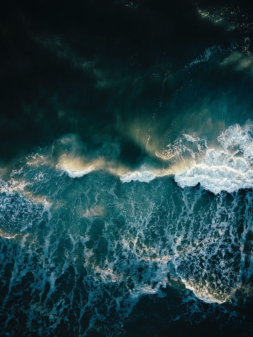 Природа, вълни, океан, пяна, прибой HD тапет за телефон