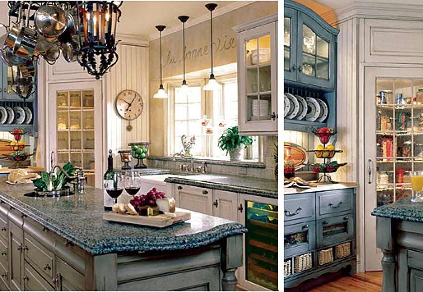 Vintage French Country Kitchen, Rustic Kitchen HD wallpaper