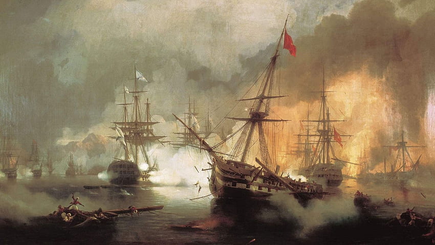 Drawing & Painting: Aivazovsky, Ivan C. (ru, 1817 1900) M. Sea Battle Near HD wallpaper