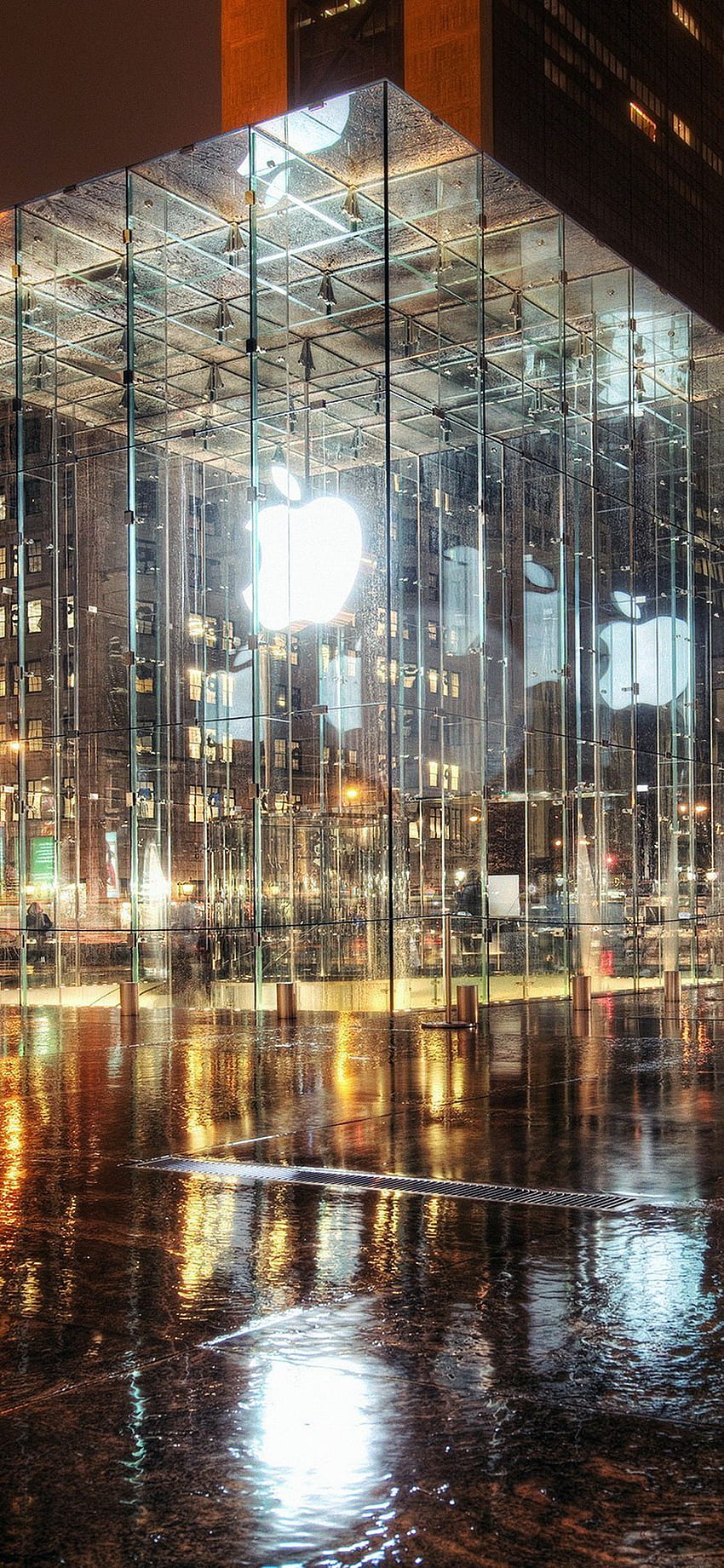 Raining Apple Store Newyork HD phone wallpaper