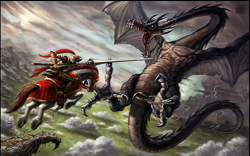 Fantasy art warriors knight weapons spear lance horse battles war HD wallpaper