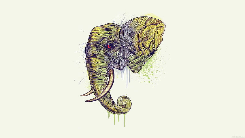 Elephant Art Yellow Illust Drawing Animal, Simple Elephant HD wallpaper