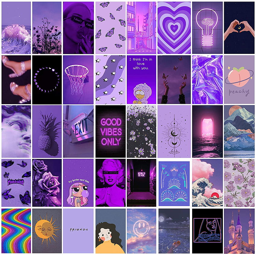 Wall Collage Kit Purple Aesthetic - VSCO Teen Girls Bedroom Dorm Decor 40 Set inch Collection Wall Art Collage Kit Print Małe plakaty: plakaty i reprodukcje, estetyczne plakaty Tapeta HD
