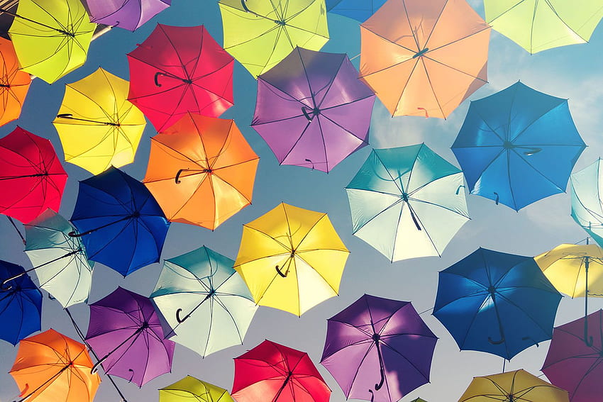 Farbige Regenschirme für Dekor, Regenschirm-Computer HD-Hintergrundbild