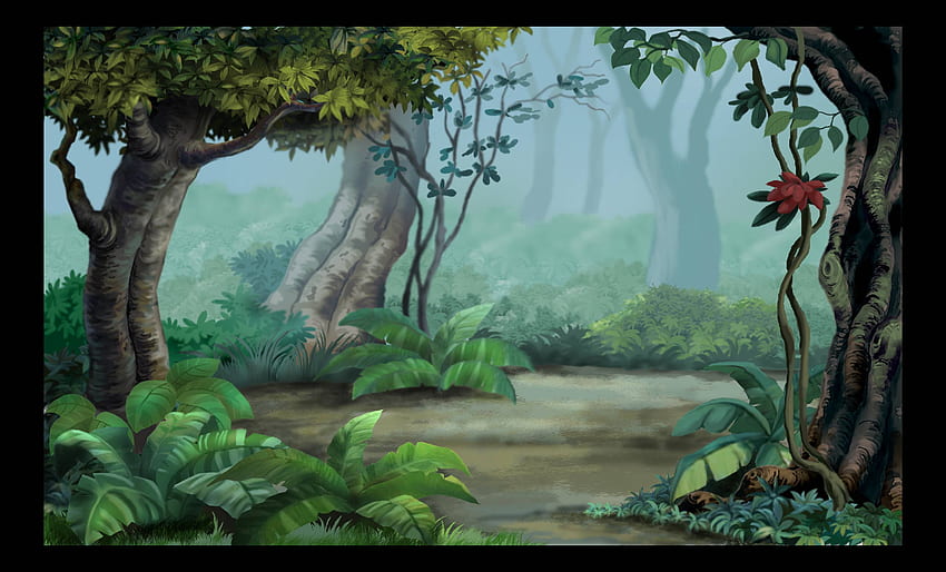 Fundo da selva, selva dos desenhos animados papel de parede HD