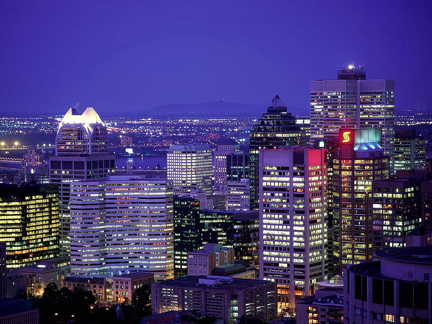 Villes, Bâtiment, Vue d'en haut, Canada, Gratte-ciel, Soir Fond d'écran HD