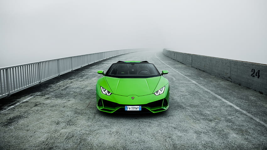 Lamborghini Huracan EVO Spyder, green car, 2020 HD wallpaper
