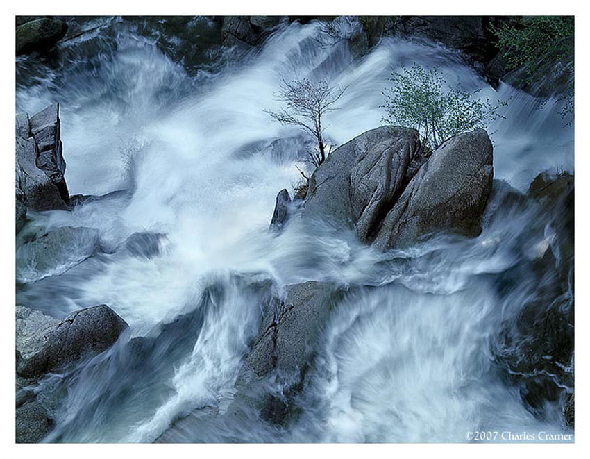 Cascade-Creek, синьо, абстрактно, 3d, вода, скали HD тапет