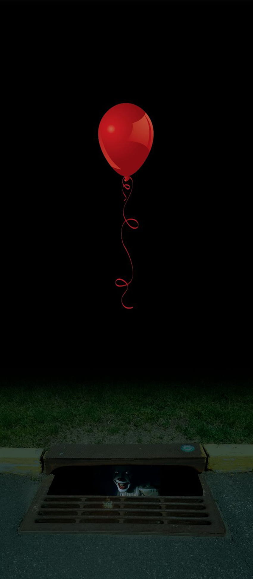 Czerwony balon Pennywise i oklejenie drzwi kanalizacyjnych Tapeta na telefon HD