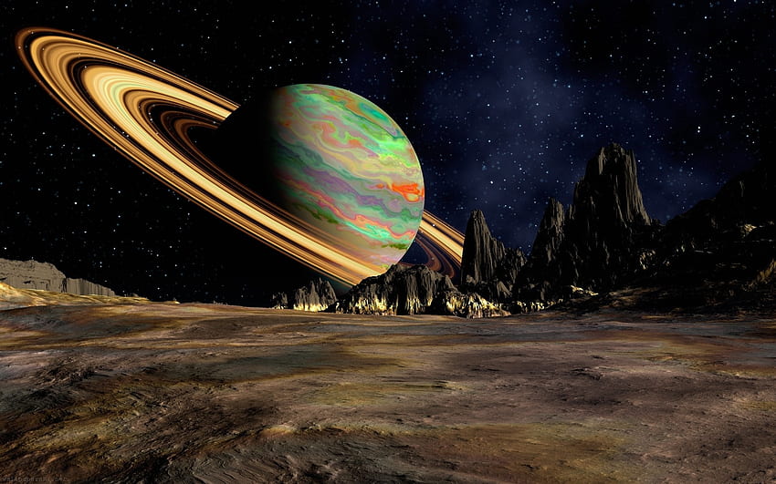 Planetenlandschaft, Weltraum, Saturn, Planet, Oberfläche HD-Hintergrundbild