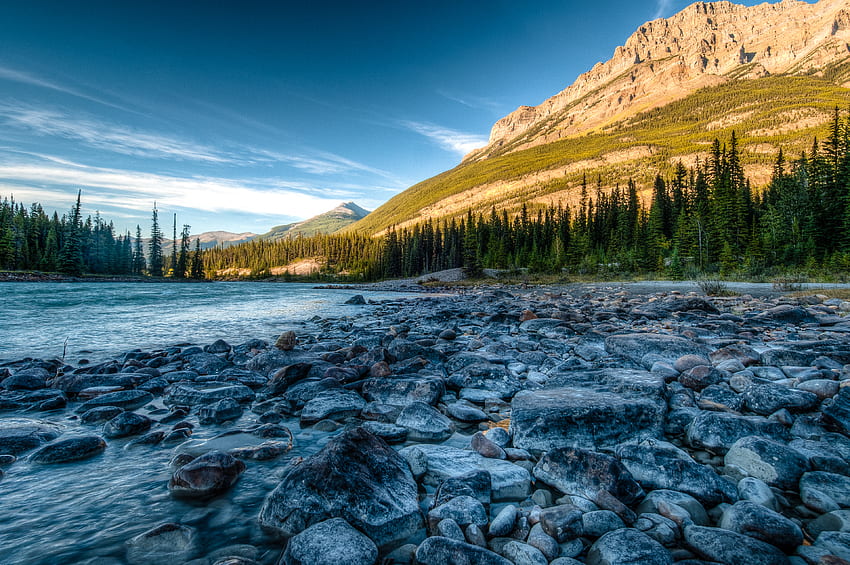 Nature, Rivières, Pierres, Canada, r, Albert, Alberta, Rocky Mountains, Athabasca Fond d'écran HD