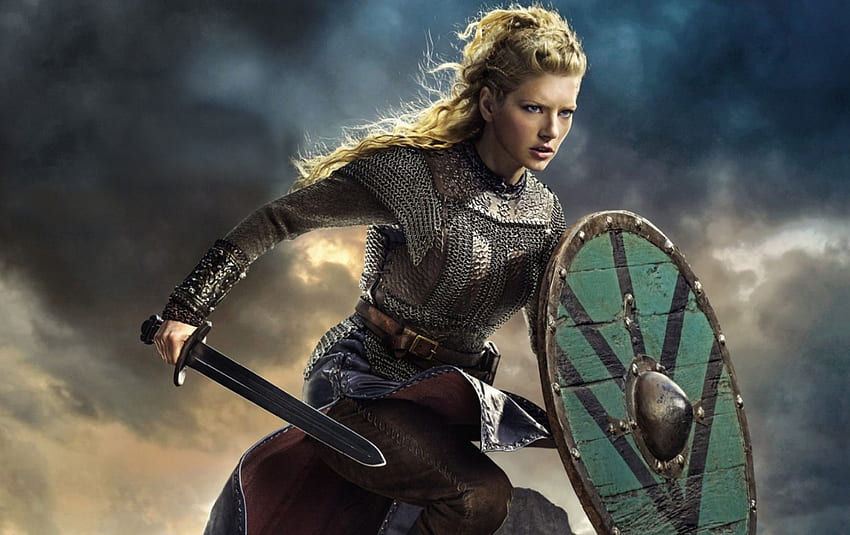 Vikingos (2013–), escudo, espada, Katheryn Winnick, niña, actriz, vikingos, mujer, serie de televisión, historia, ladgerda fondo de pantalla