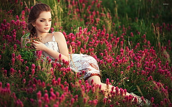 Girl lying flowers HD wallpapers | Pxfuel