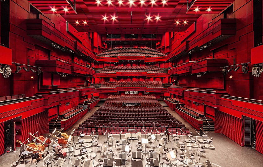 lampu, musik, merah, opera, arsitektur, panggung, teater, kursi untuk , bagian интерьеÑ, Panggung Teater Wallpaper HD