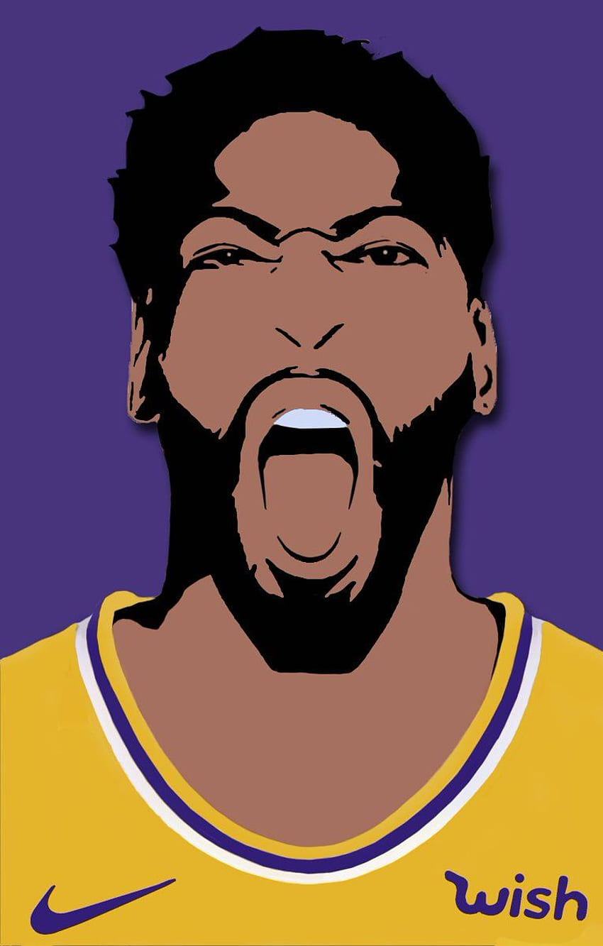 Dibujos animados de Anthony Davis, dibujos animados de los Lakers fondo de pantalla del teléfono