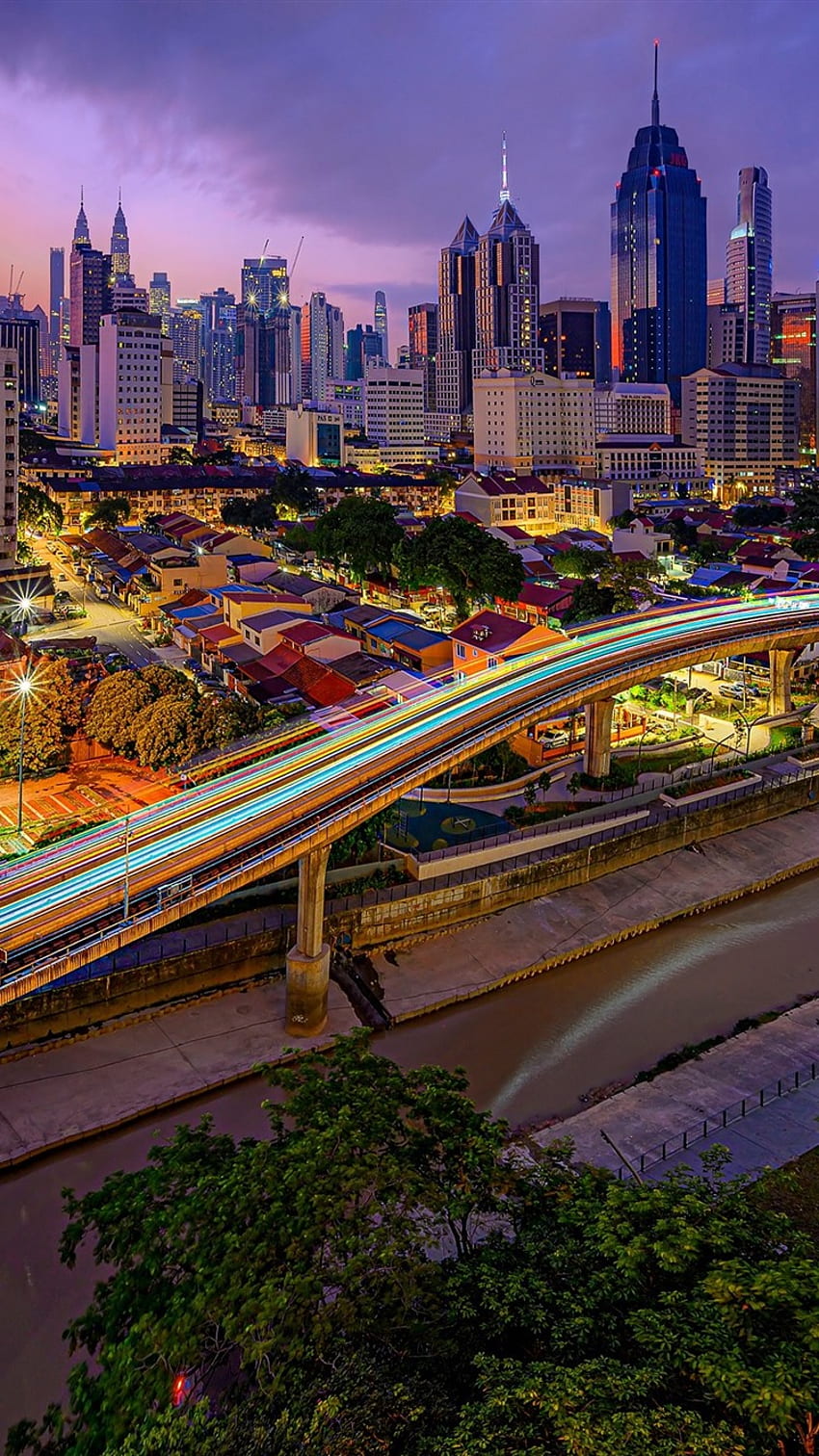 Malaysia, Kuala Lumpur, City, Skyscrapers, Lights, Night IPhone 11 XR , Background HD phone wallpaper