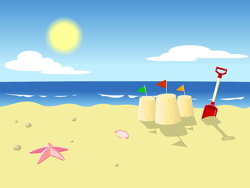 Desenho animado: Praia dos desenhos animados. Desenho de praia, fundo infantil, clipart de praia papel de parede HD