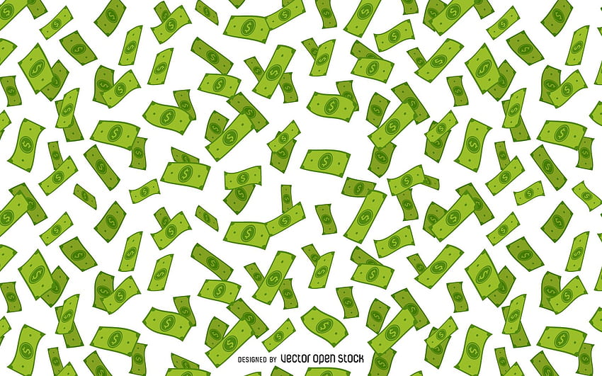 Contanti volanti su bianco. Banconote da un dollaro verde che cadono dal cielo, denaro volante Sfondo HD
