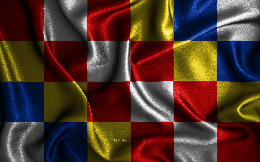 Bendera Antwerp,, bendera bergelombang sutra, provinsi belgia, Hari Antwerp, bendera kain, Bendera Antwerp, seni 3D, Antwerpen, Eropa, Provinsi Belgia, bendera 3D Antwerpen, Belgia Wallpaper HD