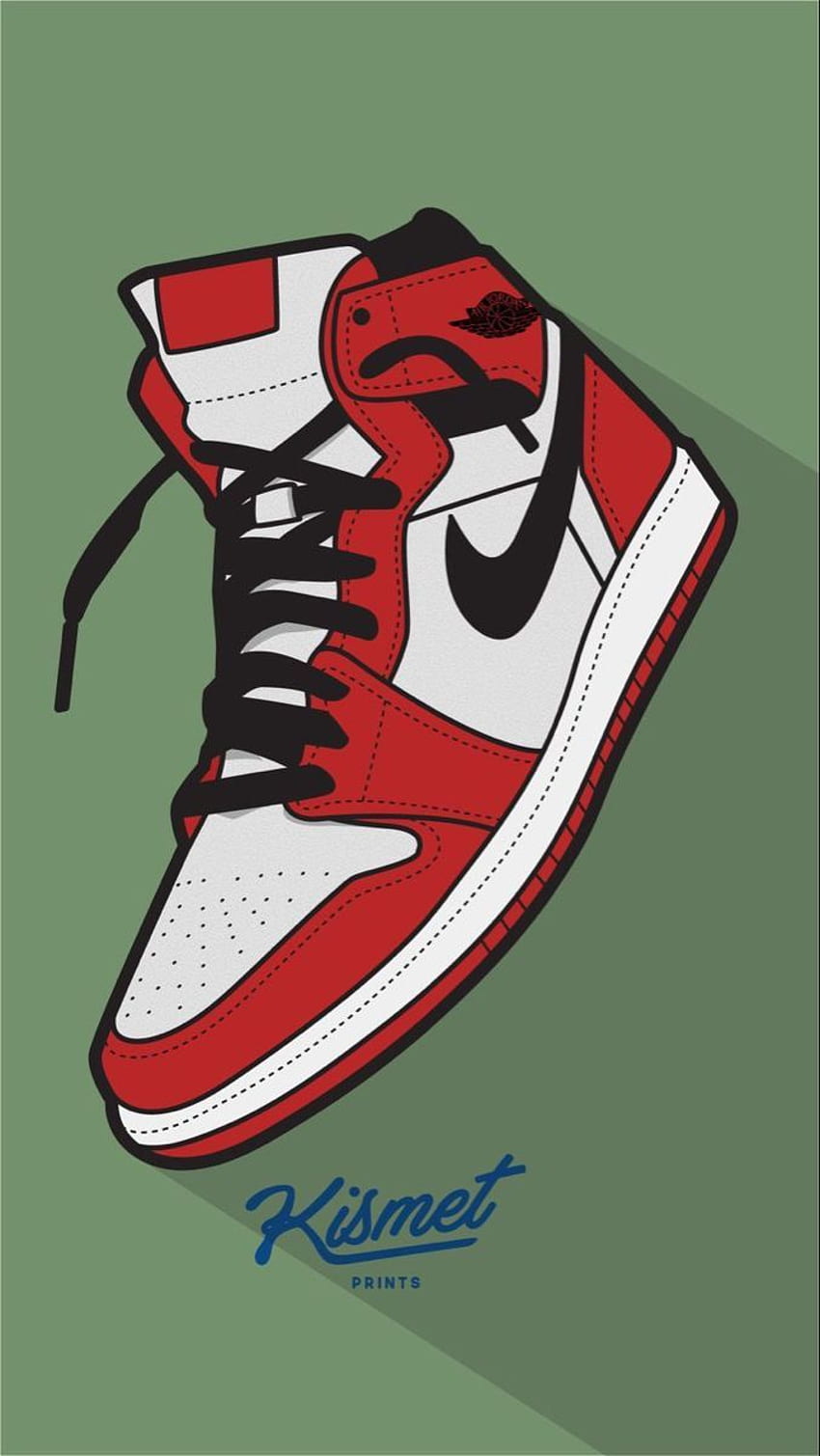 Aj1 stile Chicago. Illustrazione delle sneakers, arte Nike, disegno delle sneakers, Cool Jordan Sneaker Sfondo del telefono HD