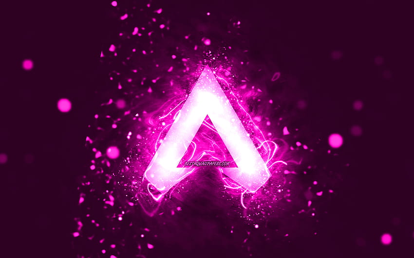 Apex Legendsの紫色のロゴ、紫色のネオンライト、クリエイティブ、紫色の抽象的な背景、Apex Legendsのロゴ、ゲームブランド、Apex Legends 高画質の壁紙