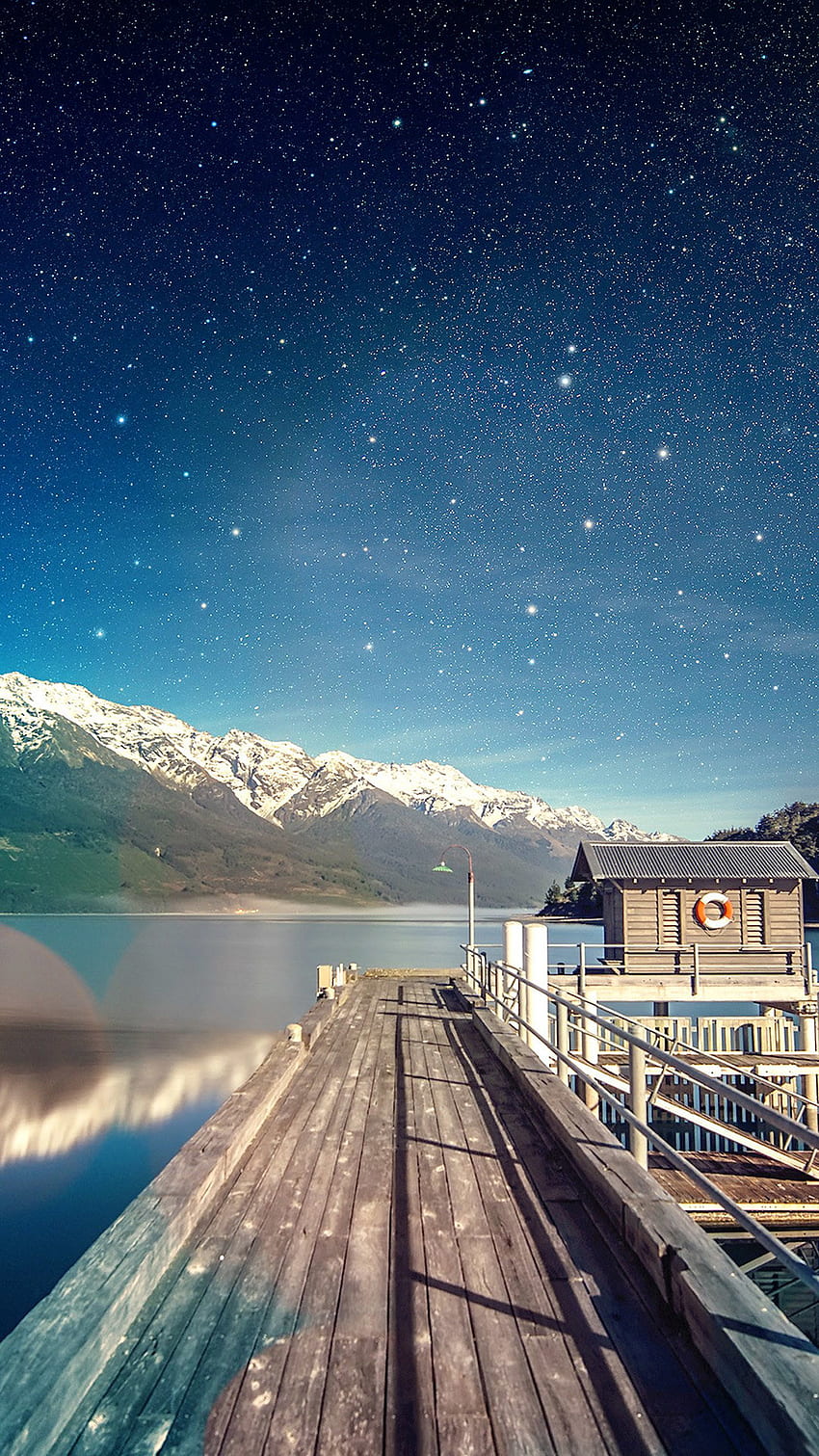 star shiny lake sky for iphone lockscreen HD phone wallpaper