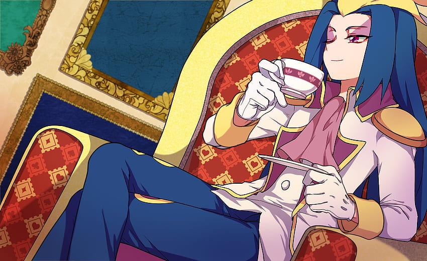Kaitou Joker Spade (Kaitou Joker) Teacup White Handwear Piernas cruzadas. fondo de pantalla