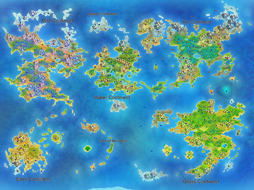 Eddy's Lab: Pokémon Mystery Dungeon แผนที่โลก, แผนที่ Pokemon วอลล์เปเปอร์ HD