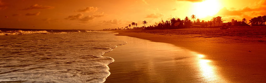 Panorama de la playa, 3840X1200 Agua fondo de pantalla