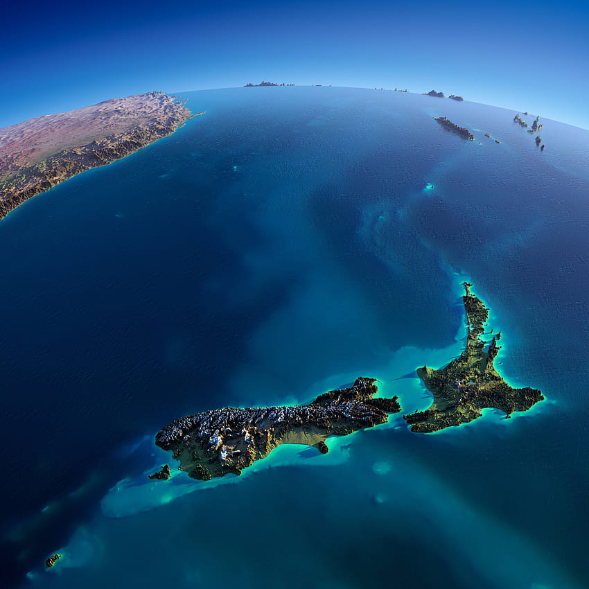 Mappa esagerata della Nuova Zelanda: Nuova Zelanda Sfondo del telefono HD