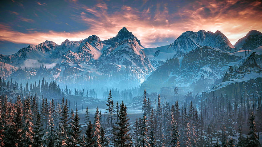 Montañas del bosque con un filtro azul, Bosque azul fondo de pantalla