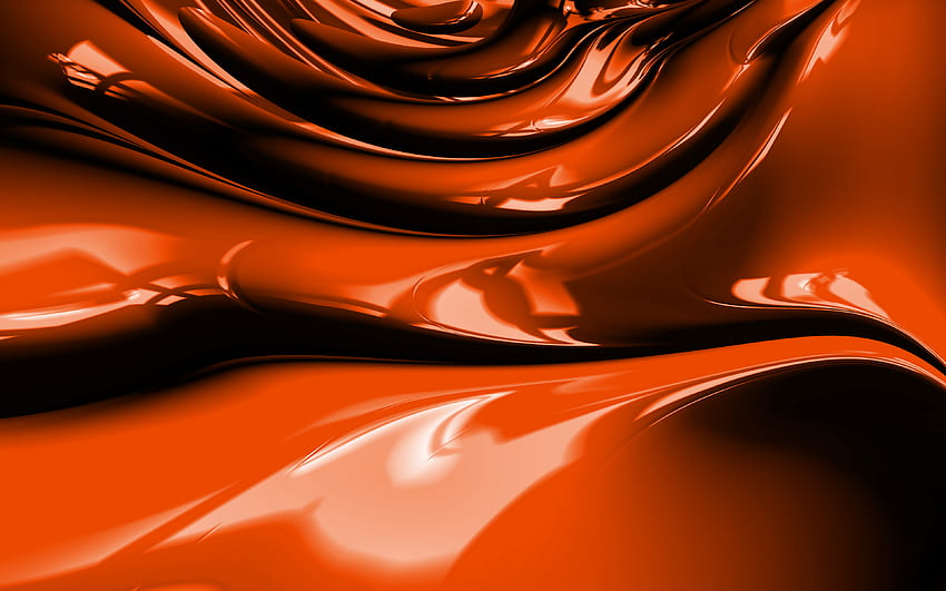 orange abstract waves, 3D art, abstract art, orange wavy background, abstract waves, surface background, orange 3D waves, creative, orange background, waves textures for with resolution . High Quality HD wallpaper