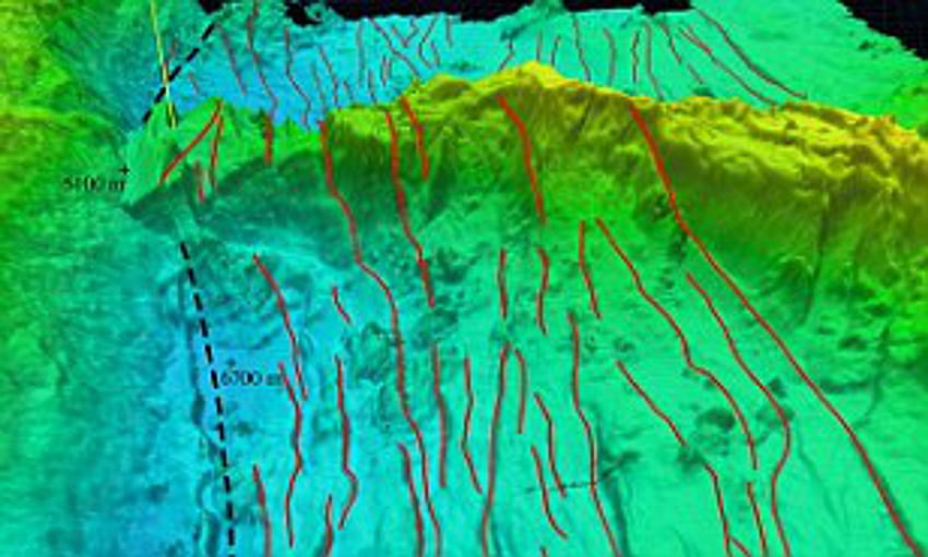 Pasifik'in 7 mil altındaki Mariana Çukuru'nu kapsayan kayanın 3 boyutlu görüntüsü. Günlük Posta Çevrimiçi HD duvar kağıdı