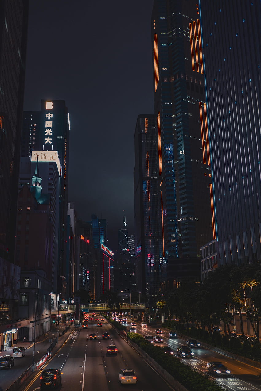 Città, Edificio, Strada, Notte Città, Hong Kong, Hong Kong S.a.r Sfondo del telefono HD