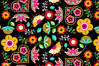 Mexican folk art vector seamless pattern with flowers, textile or fabric  print design inspired by traditional embroidery ornaments from Mexico on  blac Stock Vector Image & Art - Alamy