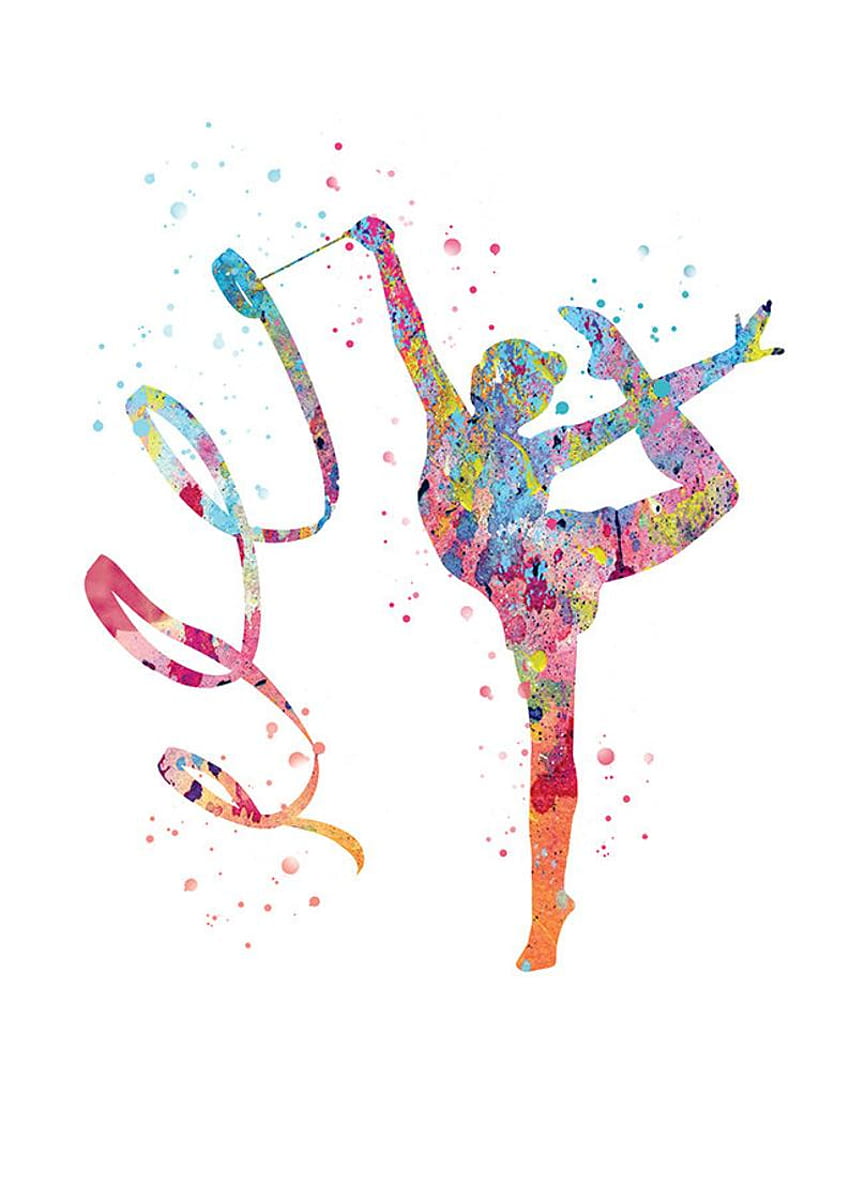 Arte de la danza del cartel de la gimnasia rítmica. fondo de pantalla del teléfono