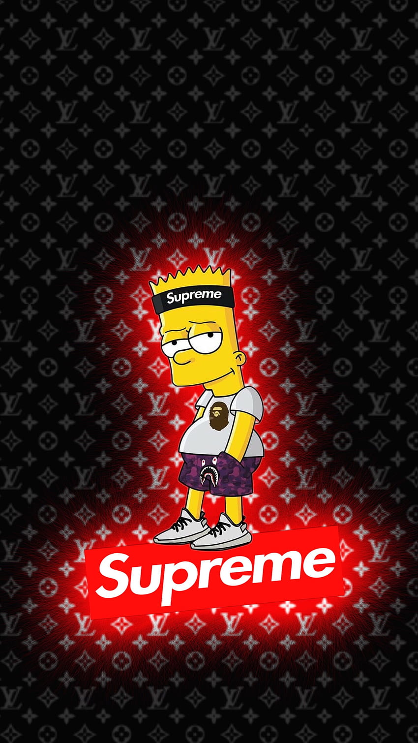 Bart hypebeast, louis vuitton, bape, off white, yeezy, rolex, art, drawing,  simpsons, HD phone wallpaper