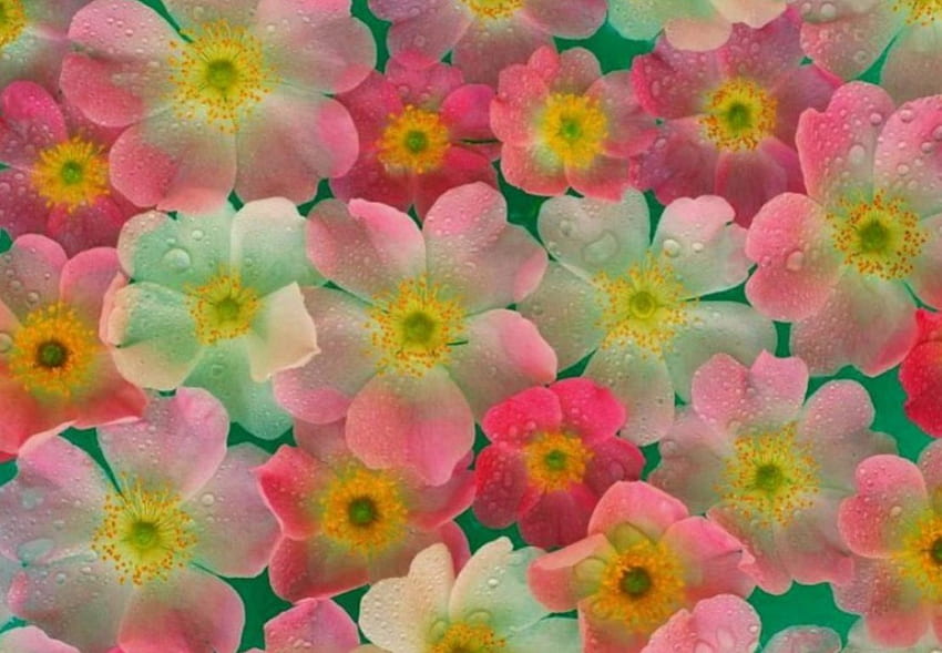 Cute flower wall, colorful, , , cute, colors, colours, wet, pic, flowers, wall, dew HD wallpaper