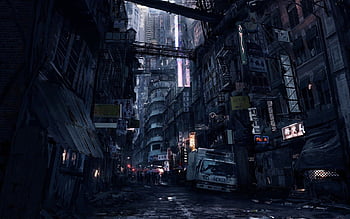Dystopian city slums, Marina Pomigalova on ArtStation at  https://www.artstation.com/artwork/kDaWJA | Post apocalyptic city,  Dystopian art, Dystopian aesthetic