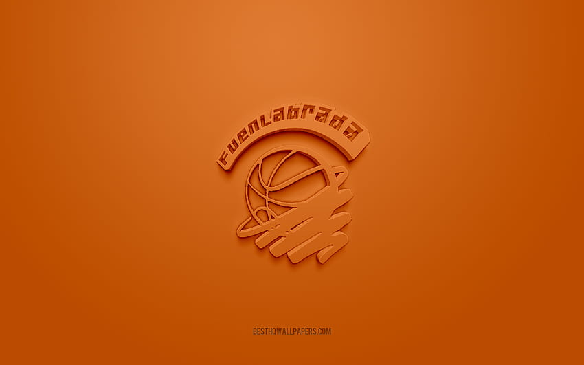 Baloncesto Fuenlabrada, creative 3D logo, orange background, Spanish basketball team, Liga ACB, Fuenlabrada, Spain, 3d art, basketball, Baloncesto Fuenlabrada 3d logo HD wallpaper