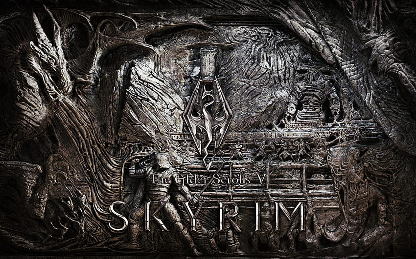 Elder Scrolls vs Skyrim, spada, argento, metallo, guerriero Sfondo HD